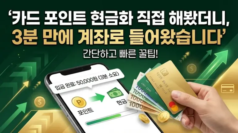 카드 포인트 현금화 직접 해봤더니, 3분 만에 계좌로 들어왔습니다