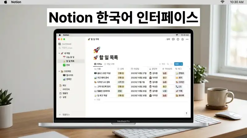 Notion 한국어 인터페이스