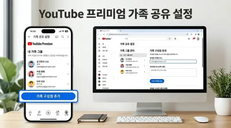 유튜브 프리미엄 가족 공유 설정 가이드