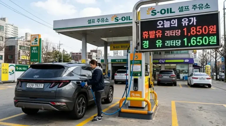 주유소 높은 유가 디스플레이 장면