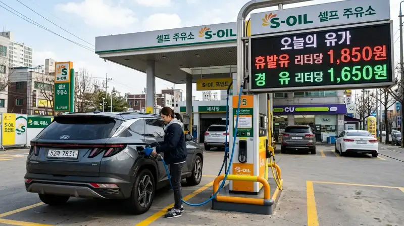 주유소 높은 유가 디스플레이 장면