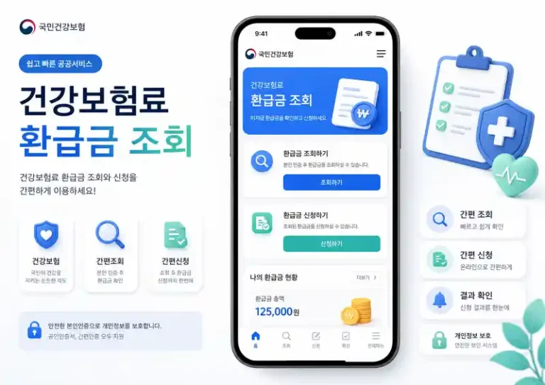 건강보험료 환급금 조회 과정을 보여주는 스마트폰 화면형 대표 이미지