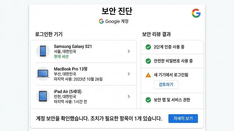구글 보안 점검 대시보드
