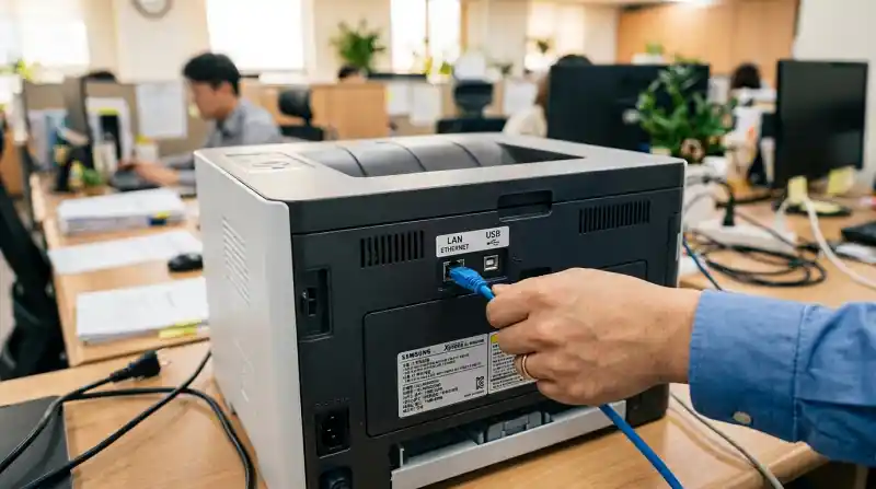 네트워크 프린터 후면 포트 