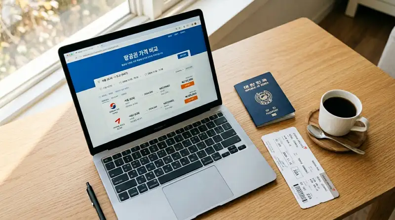 항공권 가격 비교 플랫레이 포토