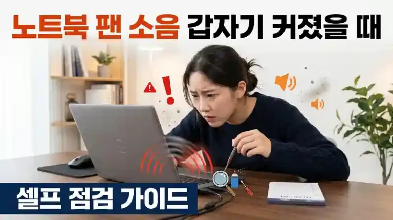 노트북 팬 소음 갑자기 커졌을 때 셀프 점검하는 사용자의 모습