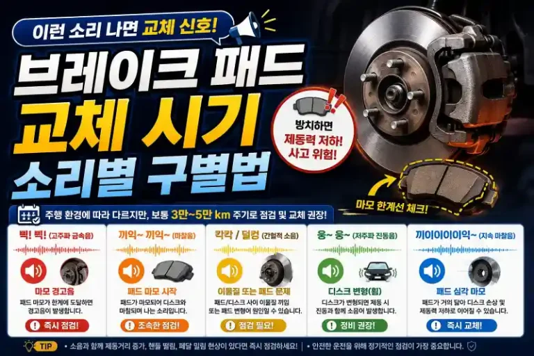 브레이크 패드 교체 시기 소리별 구별법