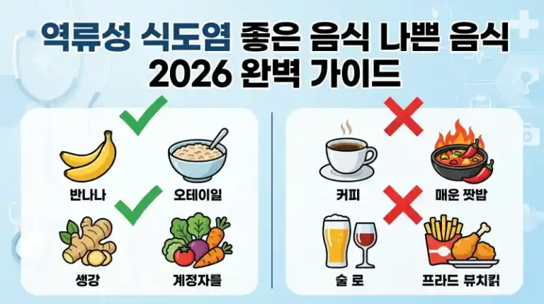 역류성 식도염 좋은 음식 나쁜 음식 2026 완벽 가이드