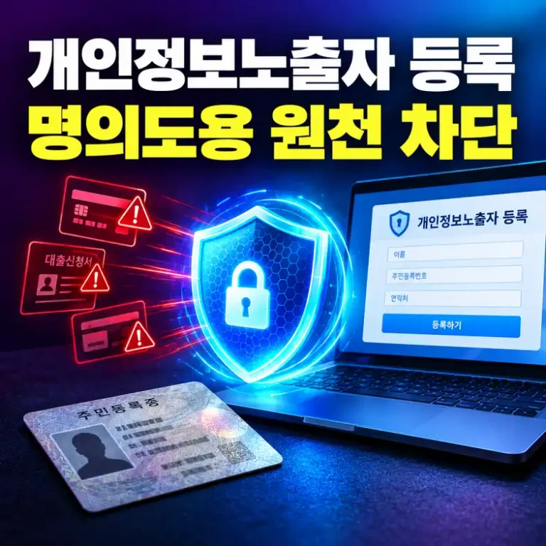 개인정보노출자 등록으로 명의도용 금융거래를 차단하는 보안 방패와 분실된 신분증