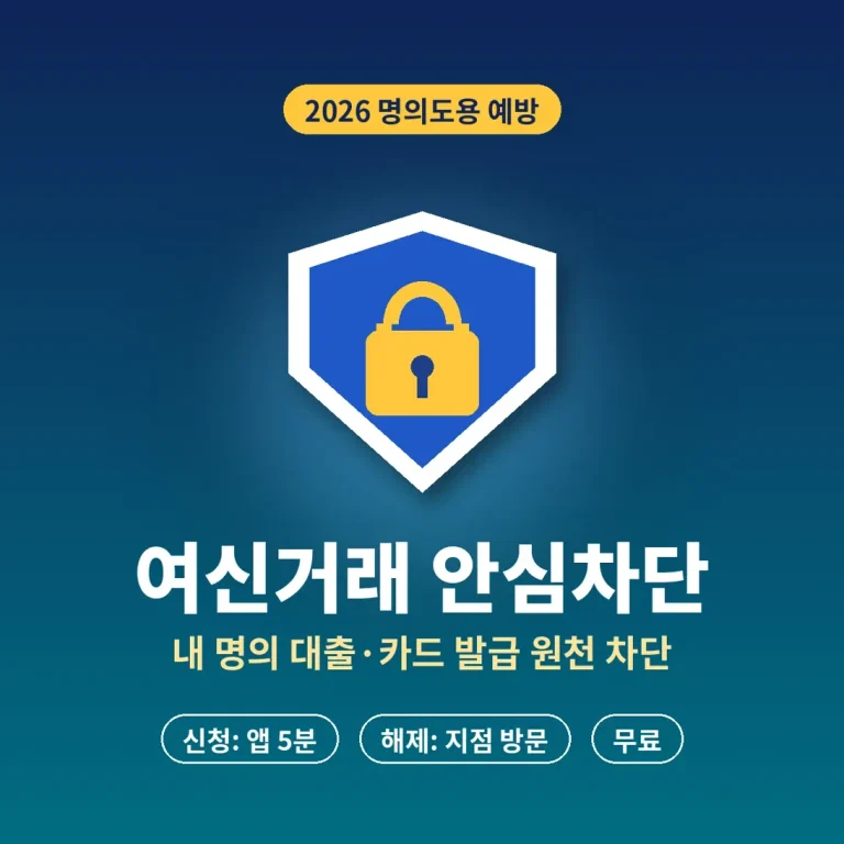 여신거래 안심차단 신청 방법 2026